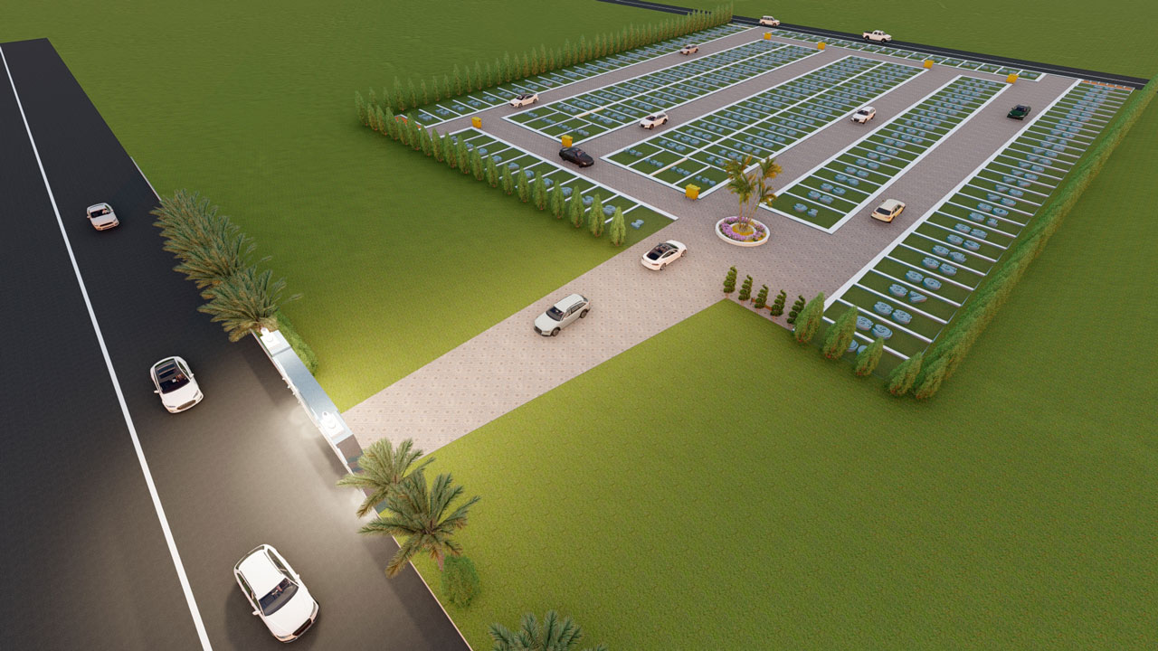 Front elevation of Main Market Domala commercial shops